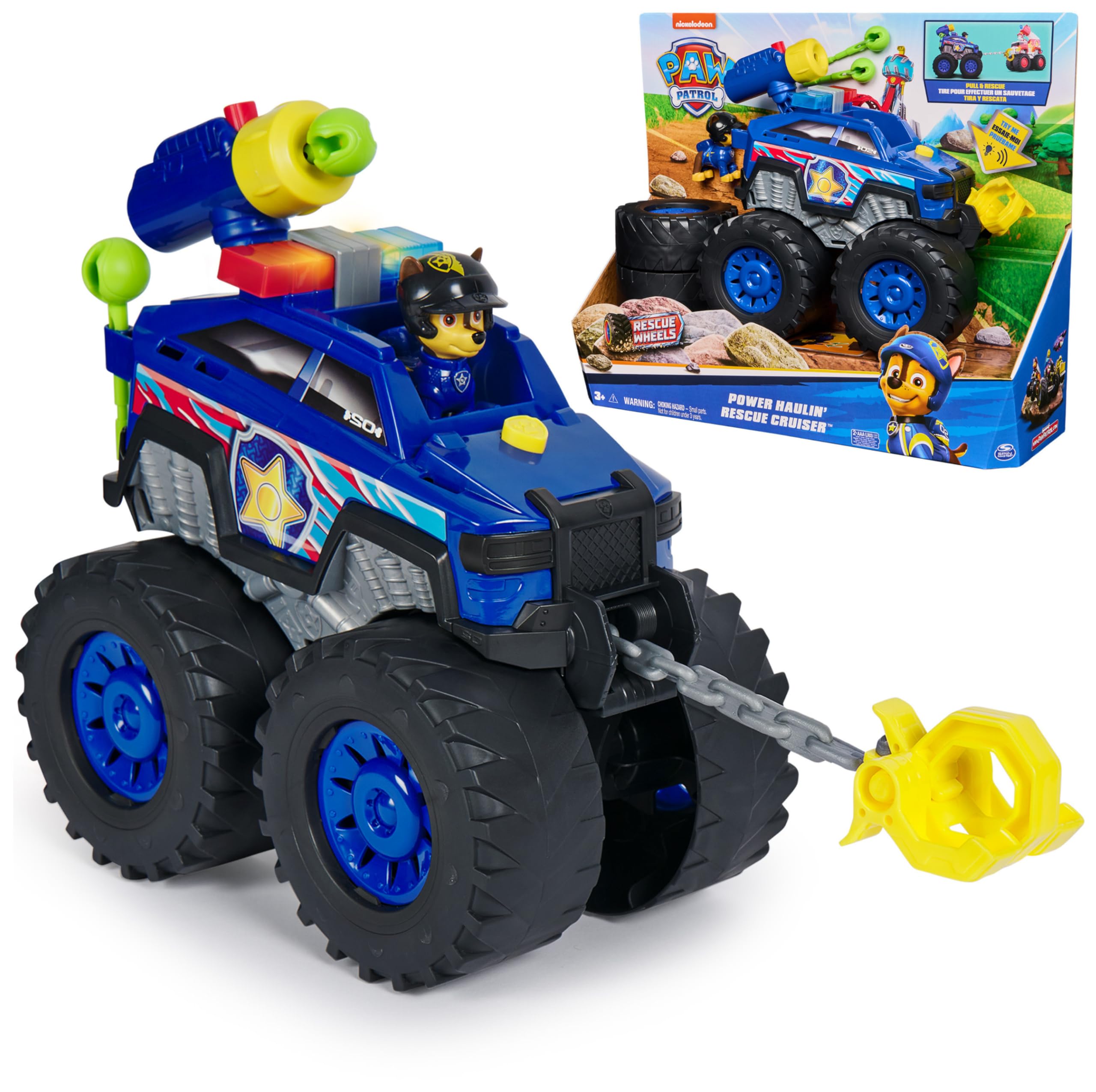 Paw Patrol: Rescue Wheels Chase Deluxe, Veicolo Giocattolo con Propulsore, Argano Motorizzato, Luci e Suoni, Giocattoli per Bambini e Bambine, 3+ Anni