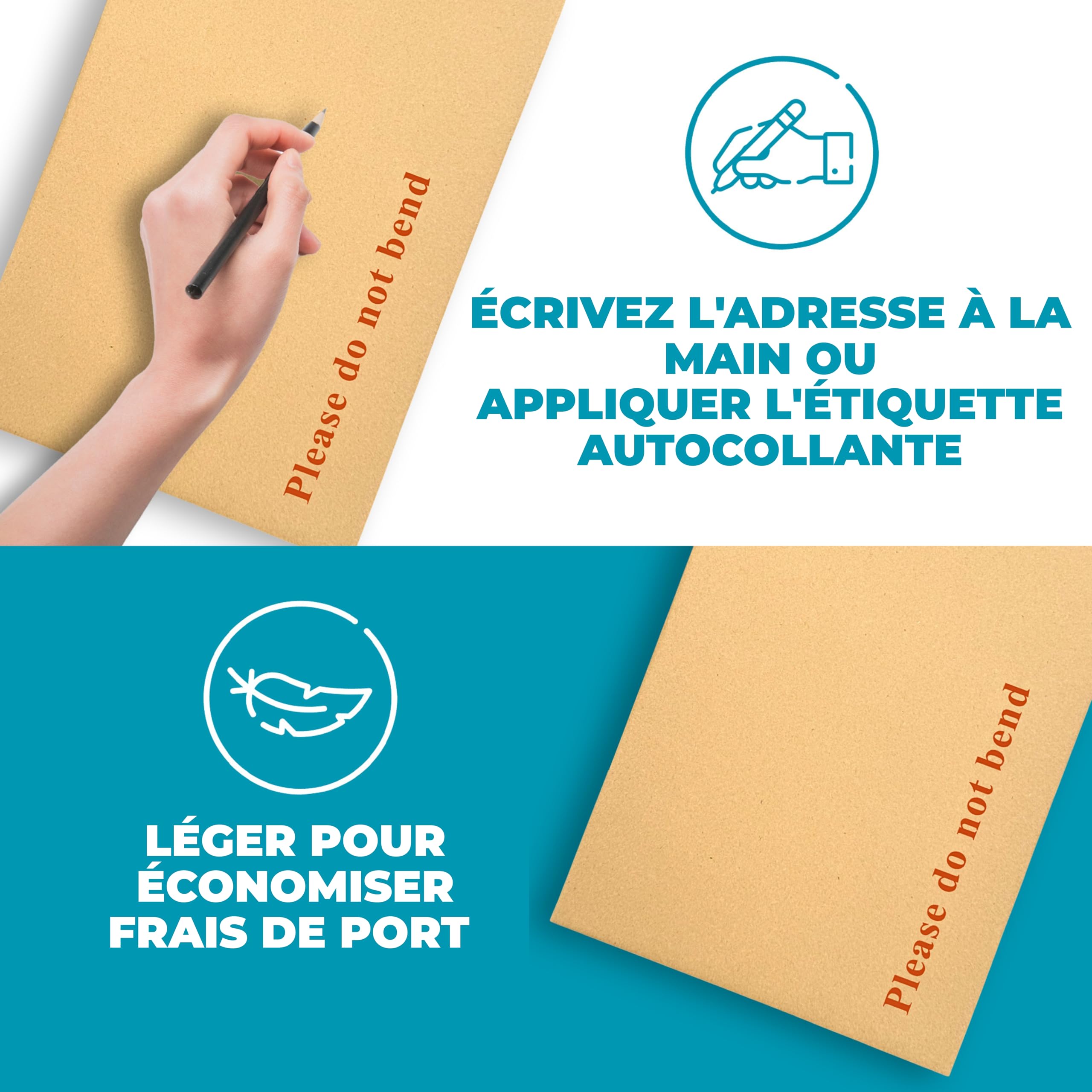Double Dragon Lot de 20 Enveloppes Manilla A5 C5 à Dos Rigide | 229mm x 162mm | "Veuillez Ne Pas Plier" Imprimé | Rembourrées et Résistantes aux Manipulations | Fermeture Auto-Adhésive