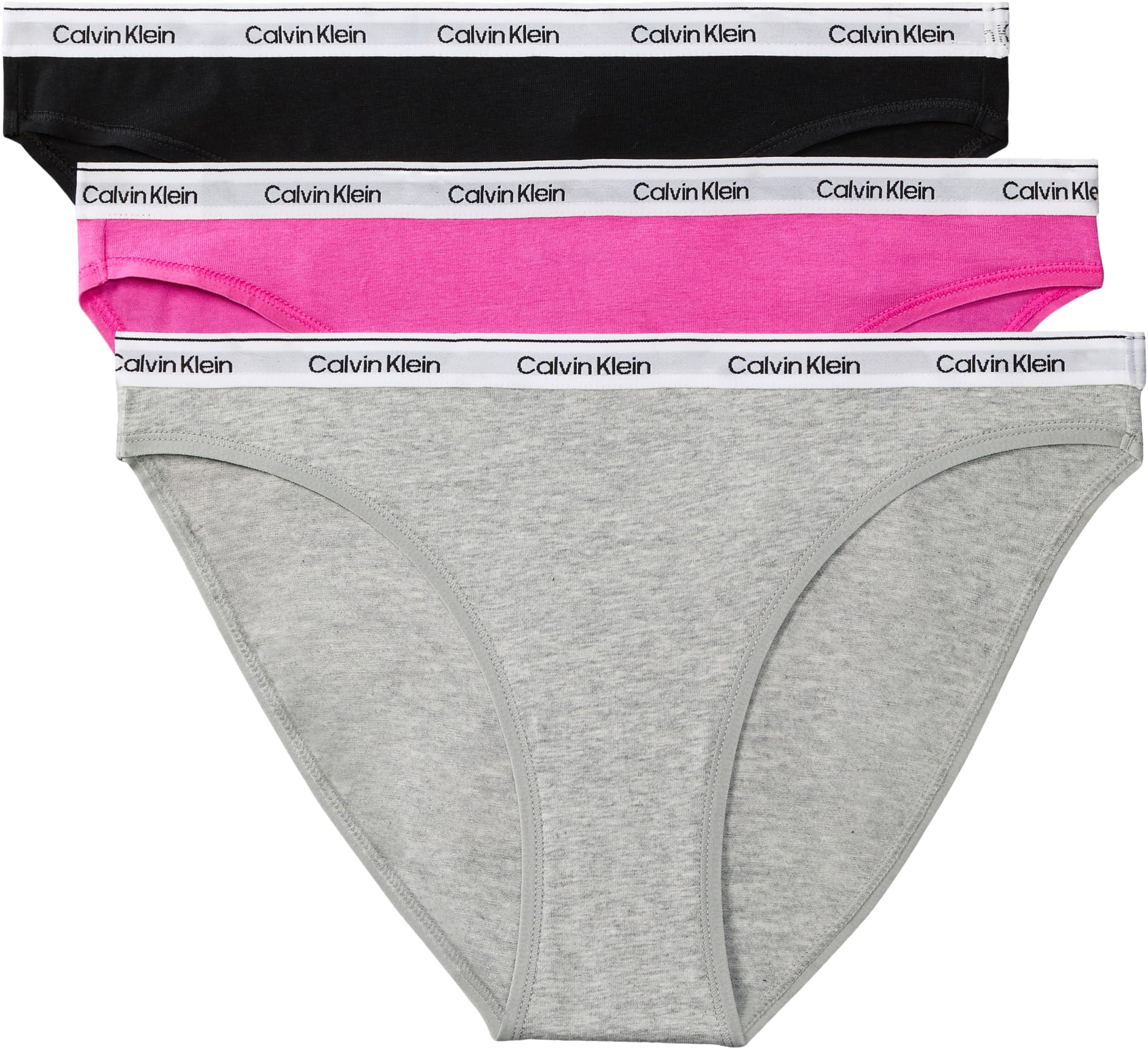 Calvin Klein Women BIKINI 3PK PURPLE (Black/Grey Heather/Stunning Orchid) L