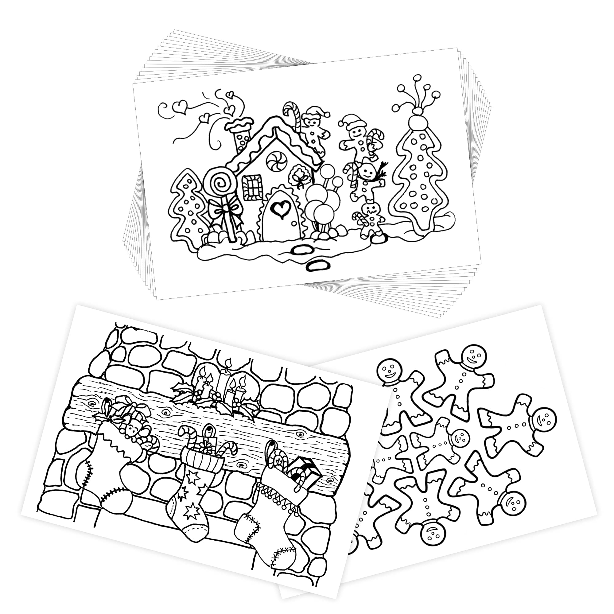 Colorpockit 4x6 Coloring Book Card Deck 'Holiday Cheer' Refill Complete Portable Coloring kit. Contains 36 Images on 18 Double-Sided Coloring Cards to Color, Share and Enjoy.