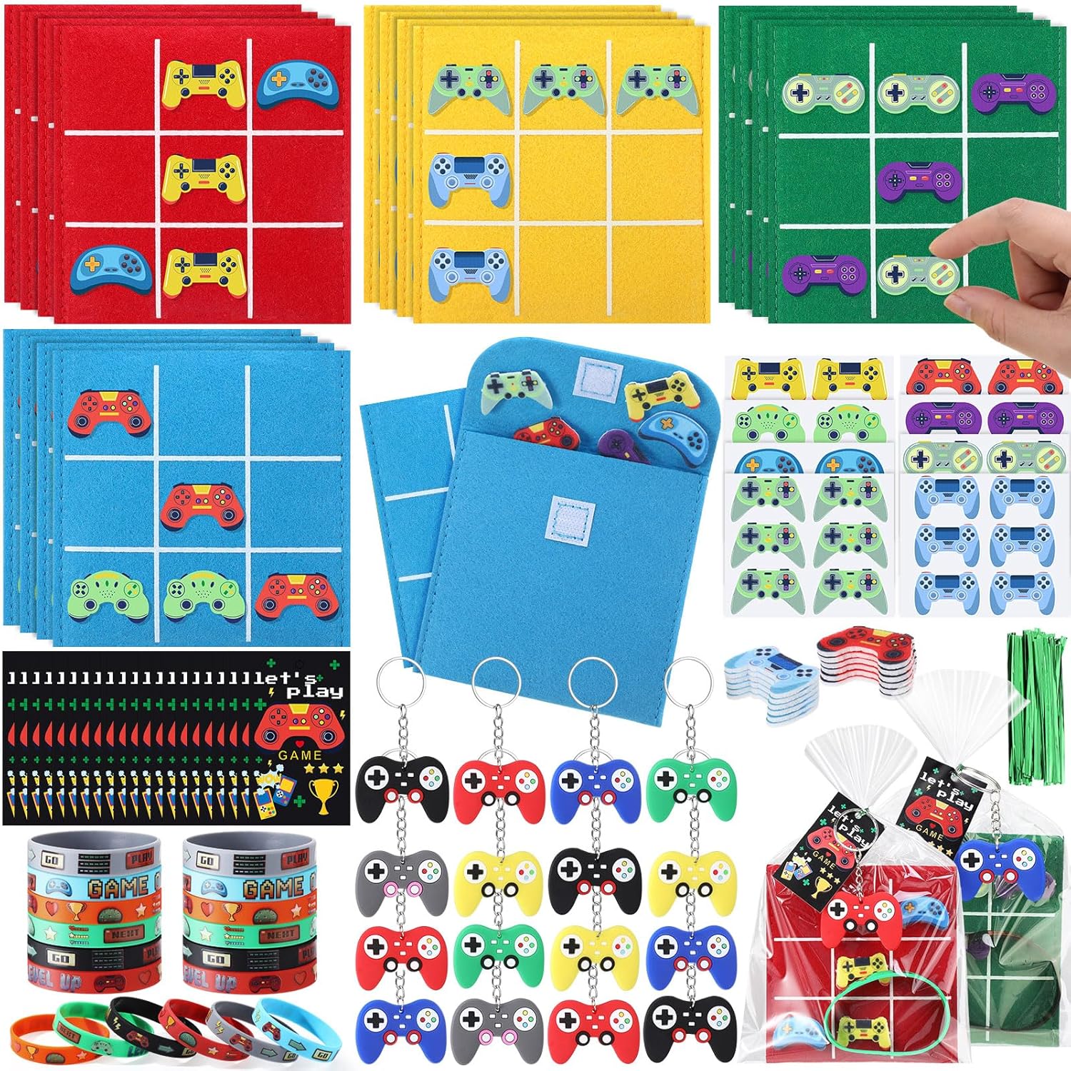 Arrowbash 196 Pcs Video Game Party Favors Set Gamer Birthday Party Favors Goodie Bags Stuffers Tic Tac Toe Board Game Supplies Gaming Gifts Boxes Classroom Rewards for Boys Kids
