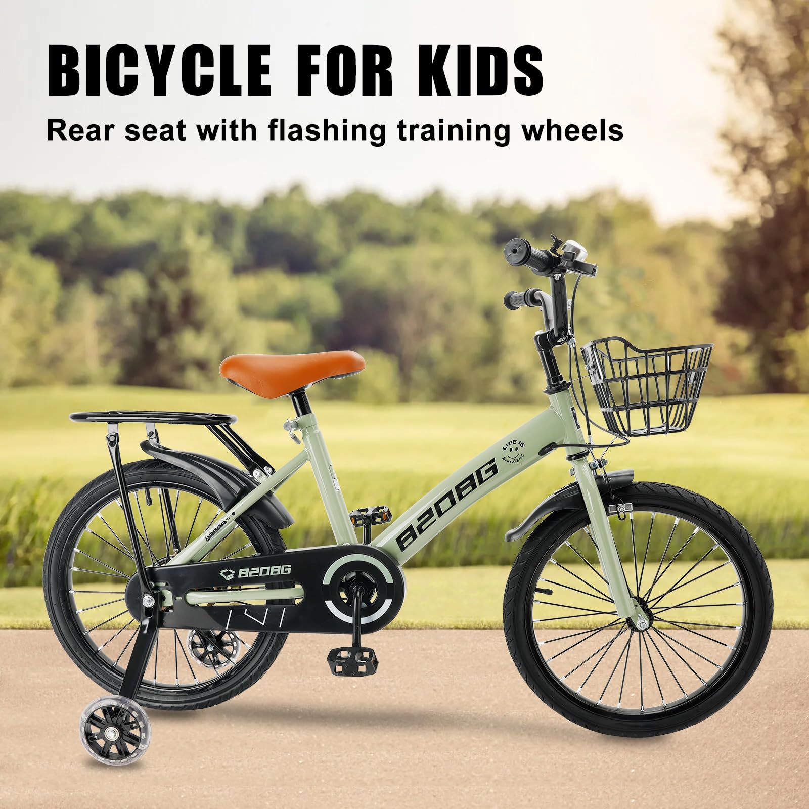 18 Zoll Kinderfahrrad, Hochwertiger Kohlenstoffstahlrahmen, Verstellbarer Sitz & Lenker, Doppelbremsen, Integrierte Naben, Abnehmbarer Korb, Stützräder, Komfortabler Sattel, Jungen/Mädchen Fahrrad