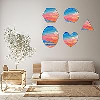 Vista 5 de PATIKIL Tablero de lienzo de corazón de 7.9 pulgadas para pintar, 2 paneles estirados en blanco para óleo, acrílico en forma de círculo, caballete