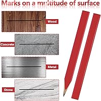 Vista 5 de 14 Lápices de Carpintero, 7 Pulgadas Octagonales Planos Negros Duros para Carpintería y Construcción, Lápices Resistentes con Sacapuntas