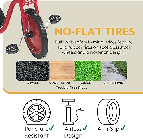 Miniatura 5 de Angeles ClassicRider Triciclo para niños pequeños de 12 pulgadas, triciclo con ruedas de goma, rojo/negro Rojo 3,Rojo 1,Rojo