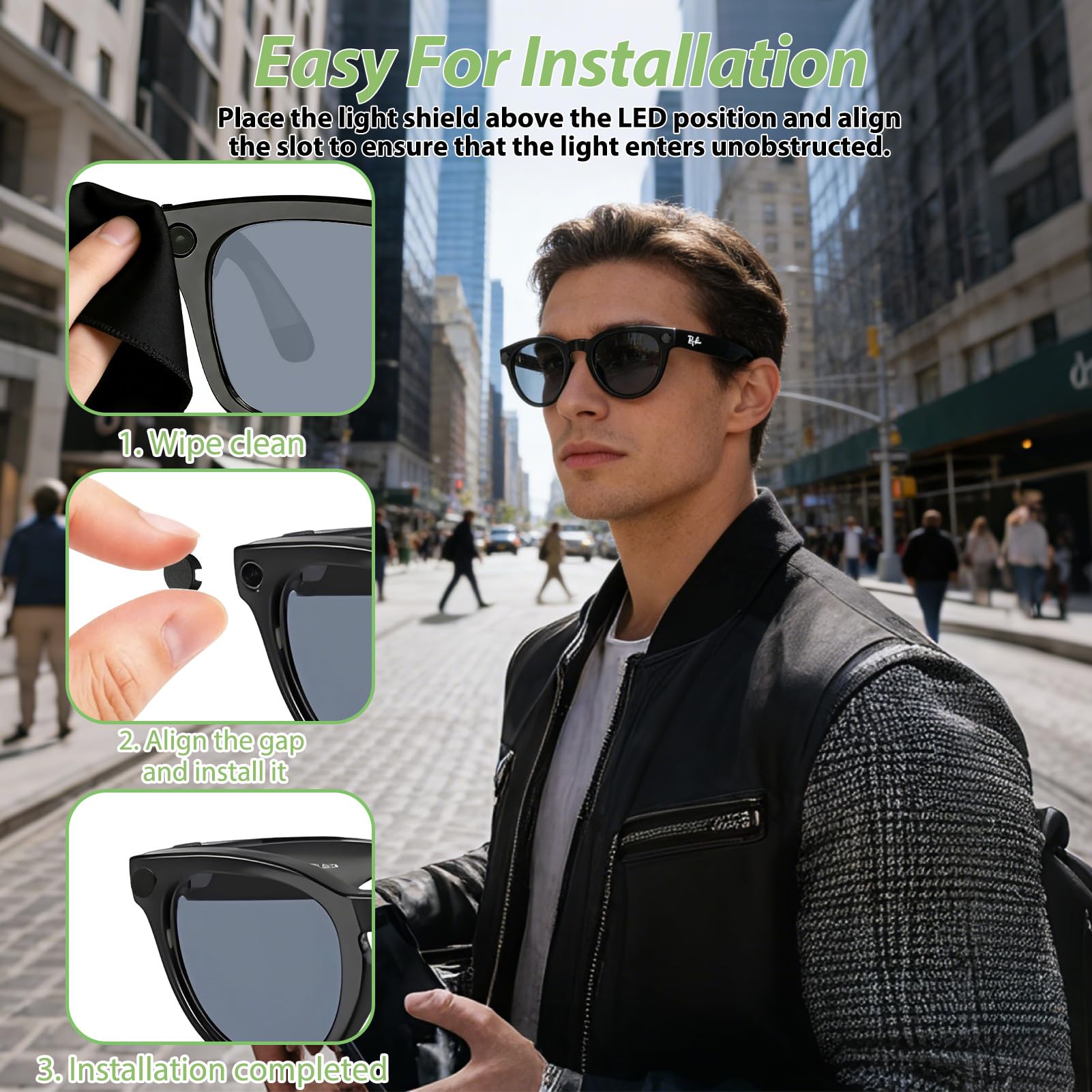 20 piezas de adhesivo autoadhesivo para bloquear la luz LED, cubierta de tapa de lente para Ray-Ban Meta Wayfarer Skyler, Oakley Meta HSTN Headliner, gafas inteligentes, protector de luz LED