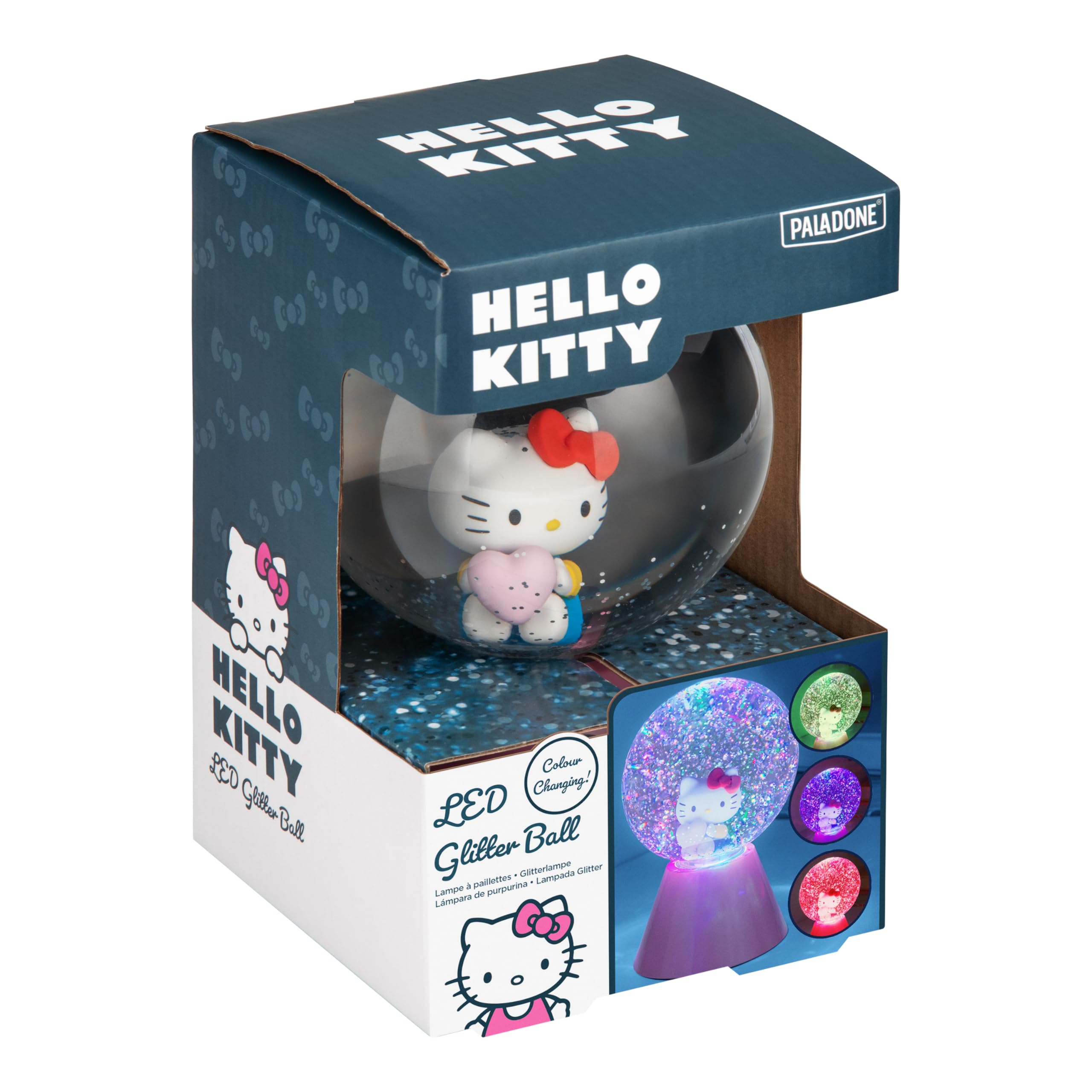 Paladone Hello Kitty LED Glitter Ball, Officially Licensed Colour Changing Light-Up Snow Globe for Kids Teens, Girl - Image 4