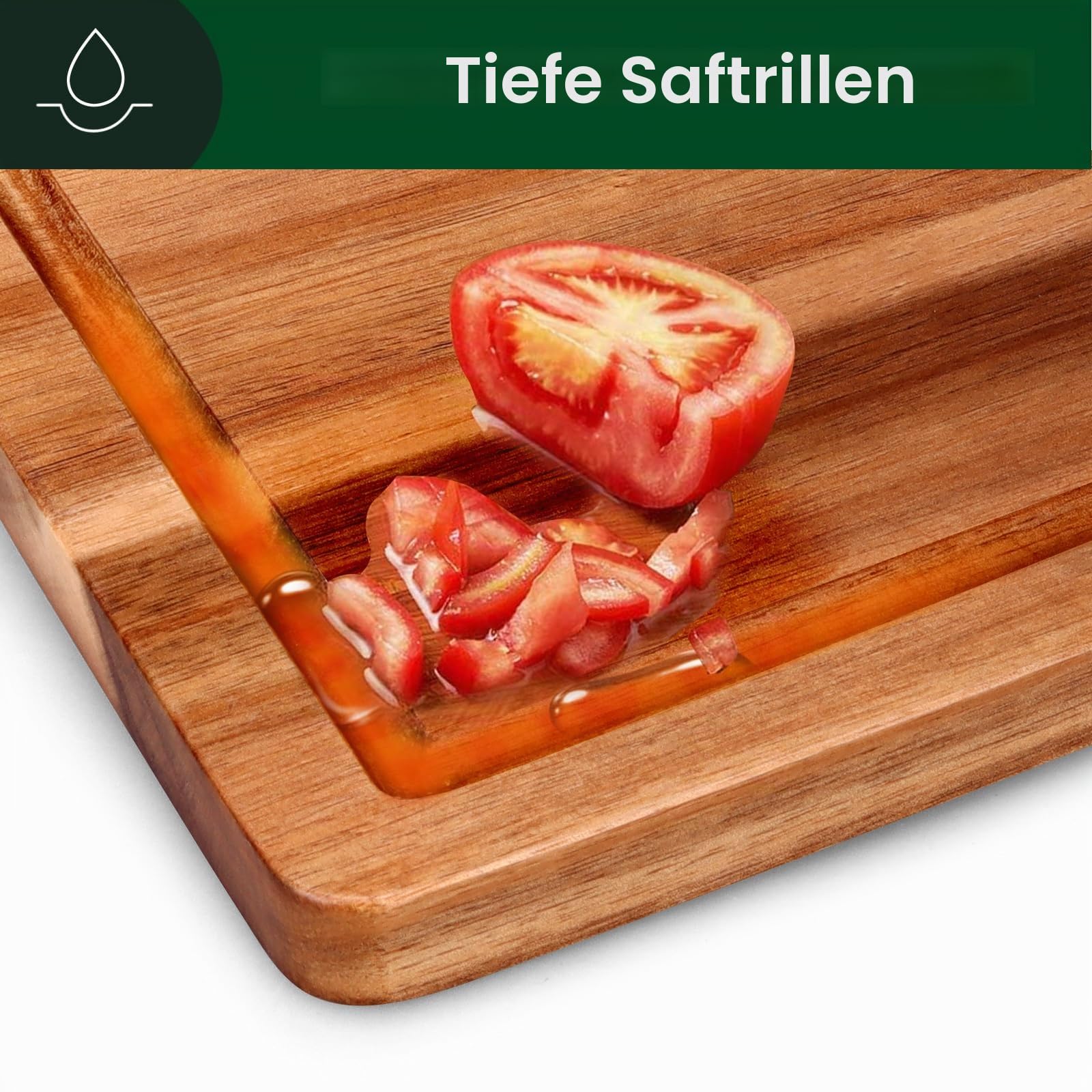 Extra großes Schneidebrett aus Akazienholz, 3er-Set, Schneidebrett aus Holz, mit Halter, Obstschneidebretter, Charcuteriebretter für Küche, Brot, Käse, Servierbrett, Fleisch, Schneidebrett