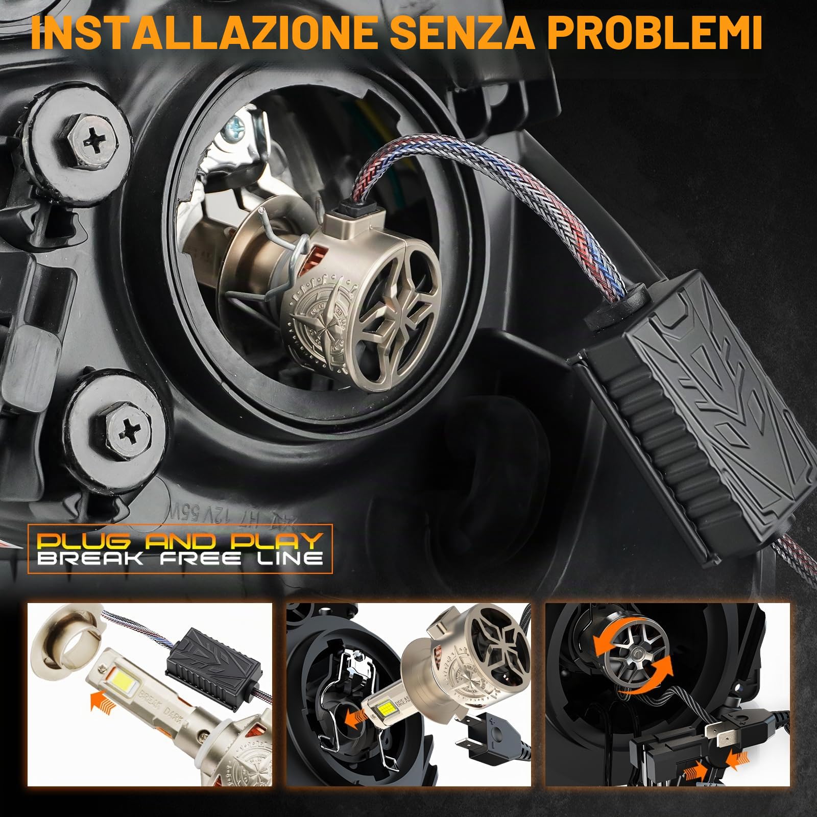 D-Lumina Lampadina H7 LED Canbus 150W 28000LM,Chip CPS 6500K 600% Brillante,Tipo Universale Con Lenticolari Che Senza Lenticolari,Tubo di Rame Spesso+Raffreddamento a Ventola,Lampade Led H7,2 Pezzi