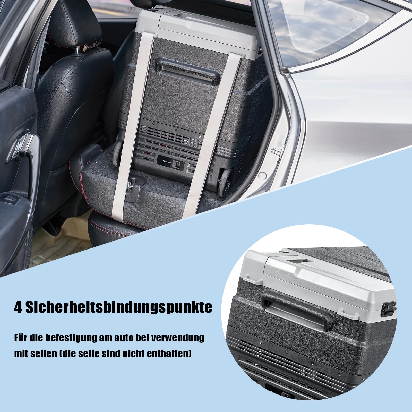 AAOBOSI 55L Kompressor Kühlbox – 12V/230V Kühlbox Elektrisch Dual Zone mit Rädern & Griff, IPX4 Wasserdicht, APP Steuerung, -20°C bis 20°C – Ideal für Auto, Camping, Boot, Wohnmobil, Angeln Outdoor