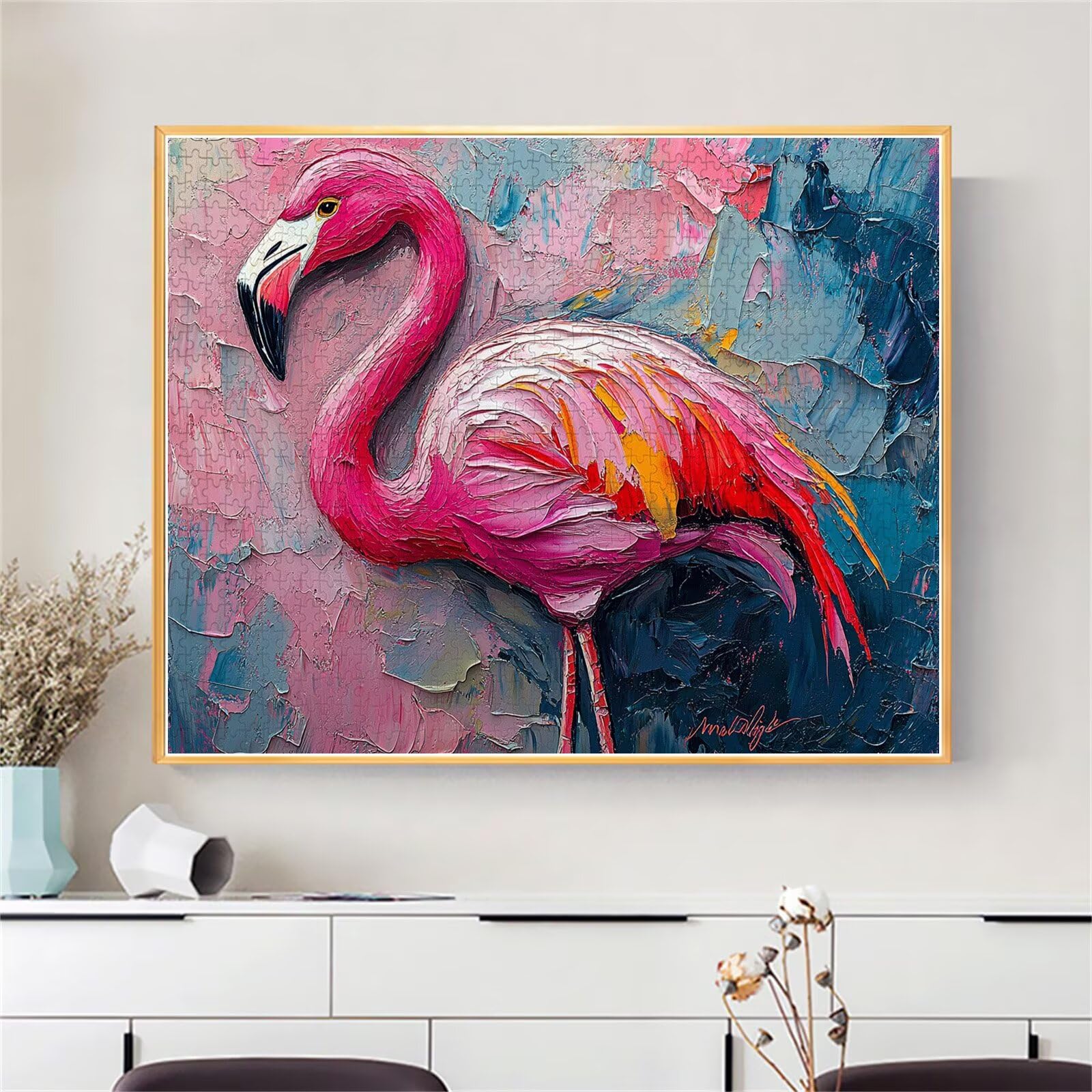 Flamingo Puzzle für Erwachsene Kinder Anspruchsvoll 2000 Teile Impossible Klassische Puzzles Schwer Abstrakt ab 8 9 10 Jahre Mädchen Jungen Jigsaw Kunst Educa, für Dekoration Geschenke 70x99cm t-365