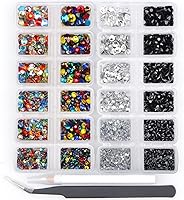 Vista 12 de 8000 unidades de piedras de cristal redondas de fijación en caliente, piedras de cristal termoadhesivos con parte trasera plana para hacer bricolaje