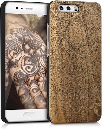 kwmobile Funda para Huawei P10 - Carcasa de [Madera] - Case Trasero Protector [Duro] con dise?o de Sol hind?