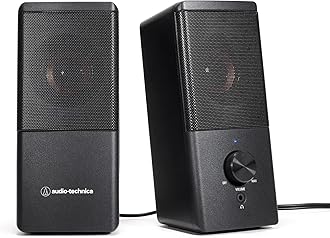 Audio Technica AT-SP95 Active Speaker for PC, Tablet, Record Player with USB Power, Space-Saving Design, Front Headphone Jack, Low Power Consumption, High Output