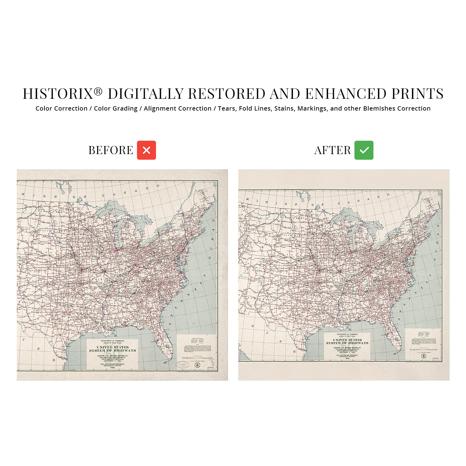 Amazon.com: HISTORIX Vintage 1950 United States Map System