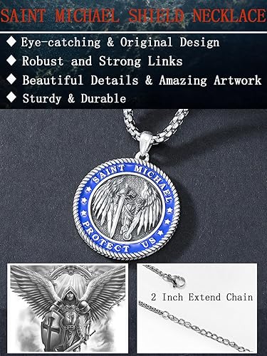 Miniatura 3 de Seiyang Collar con colgante de plata de ley 925, San Miguel, San Cristóbal, San Benito, San Florián, San Juda, San Rafael, Virgen María, amuleto