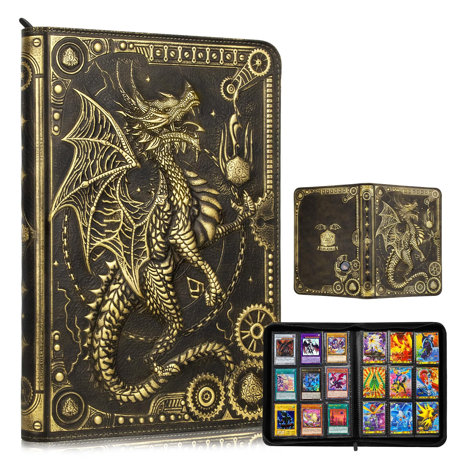 Classeur de cartes pour MTG et Lorcana, album de protection 360 poches zippé en similicuir