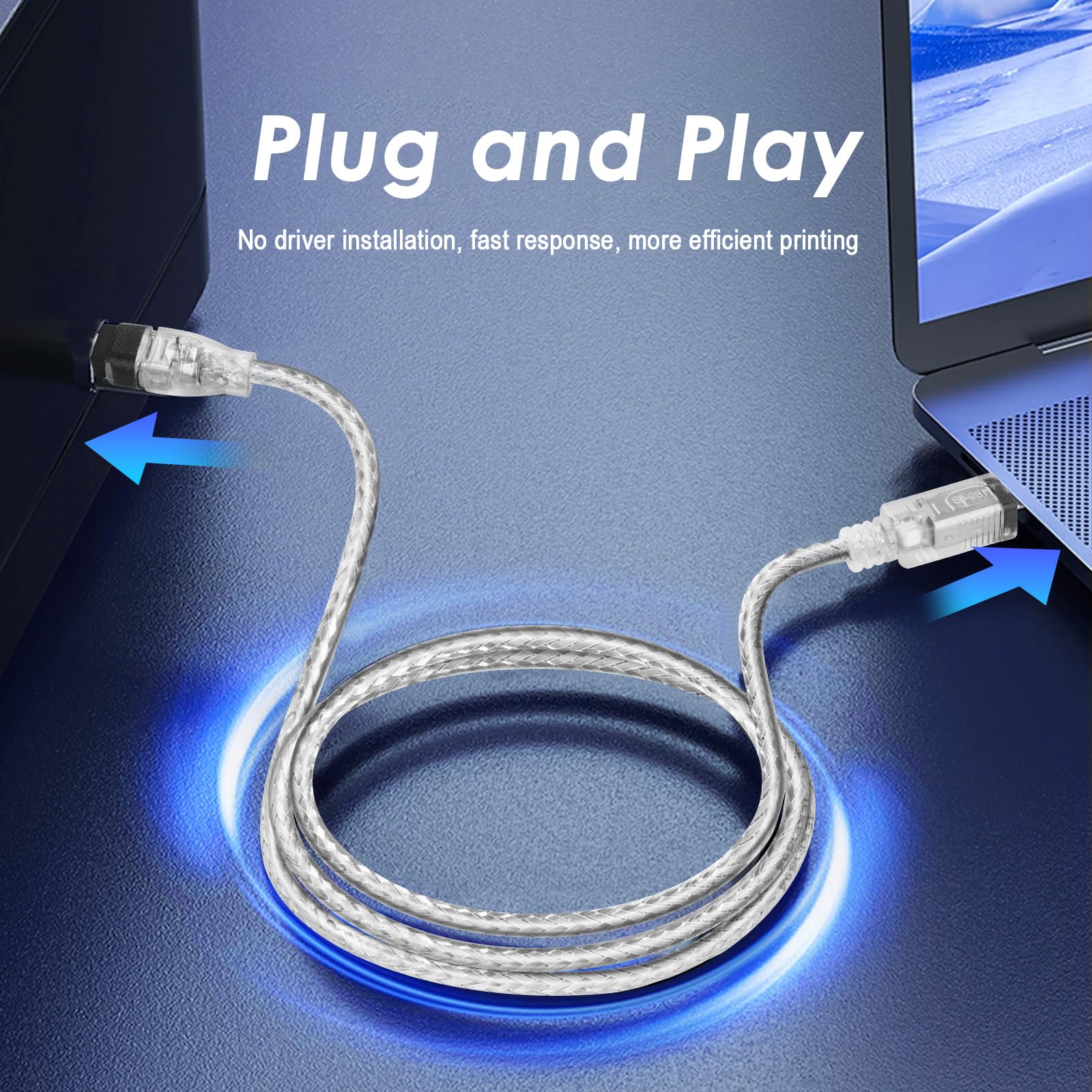Herfair Câble FireWire IEEE 1394B, 9 broches vers 4 broches mâle vers mâle, adaptateur de transfert de données, convertisseur FireWire 400 DV iLink pour ordinateur portable vers caméscope, caméra DV