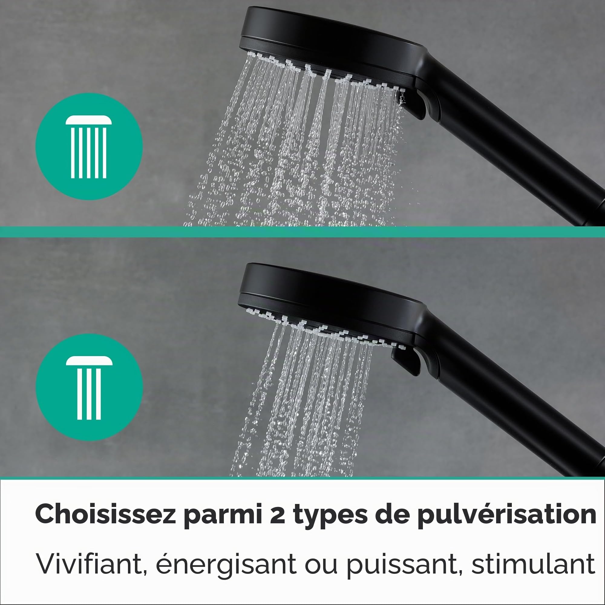 hansgrohe Vernis Shape - Colonne de douche avec mitigeur thermostatique, douche pluie avec robinet, douchette, support, flexible de douche, barre et douche de tête carrée 1 jet, Noir mat, 26286670