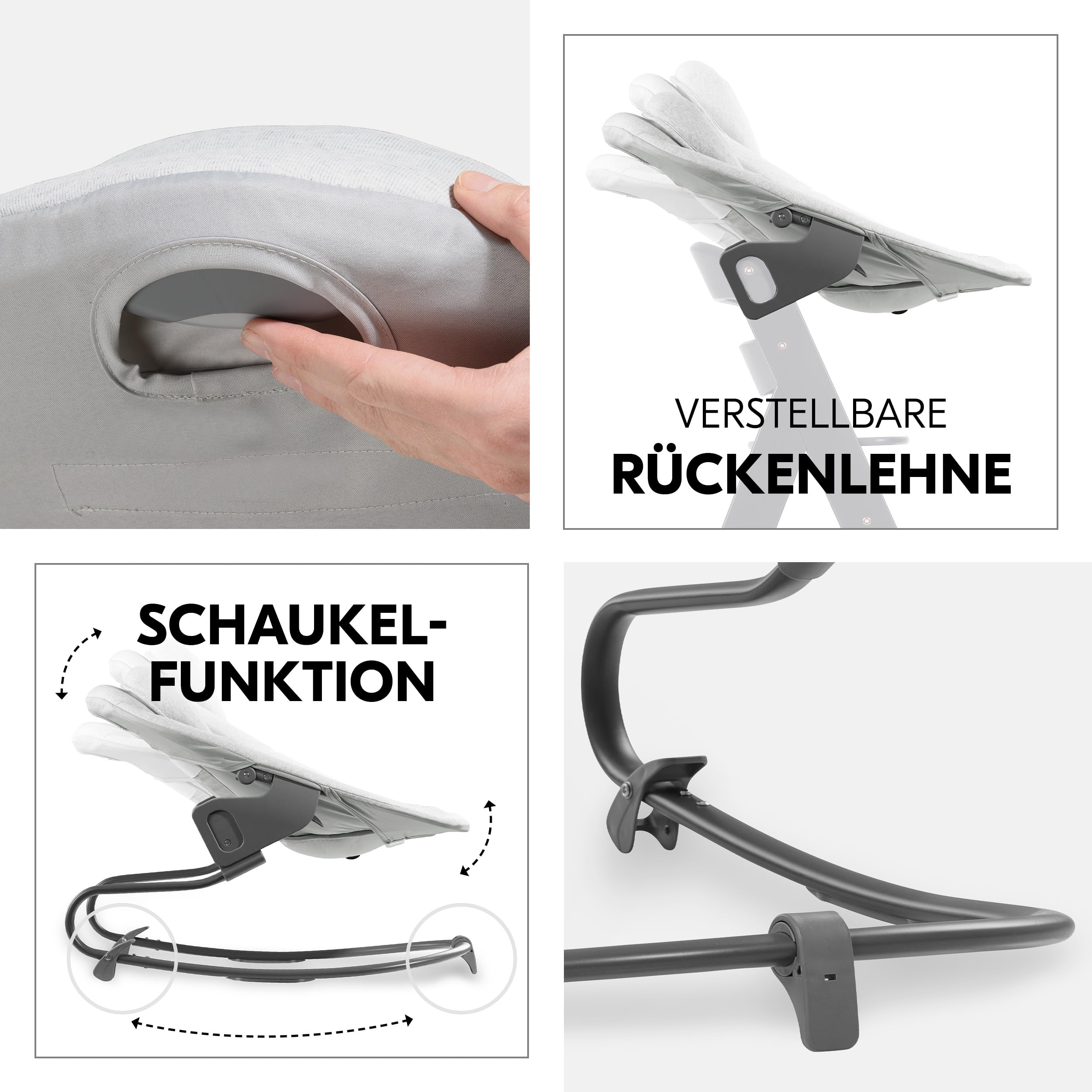hauck Alpha+ Hochstuhl Newborn Set mit Premium Bouncer - Walnuss