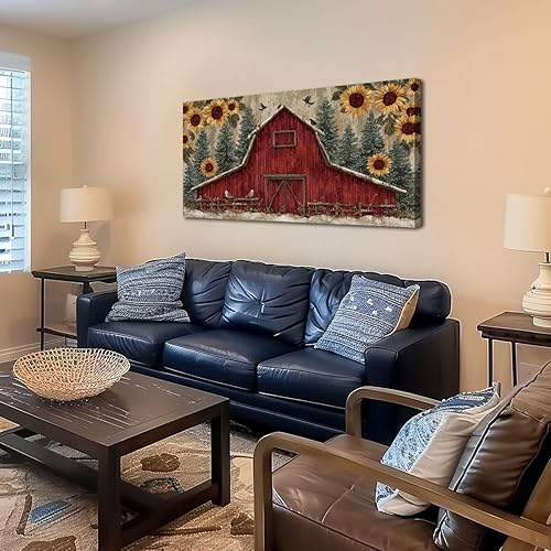 Miniatura 3 de 20"x 40" Canvas Wall Art Winter Christmas Tree Ornaments Vintage Sunflower Country Red Barn Framed Pictures Painting Prints Large Wall Art for