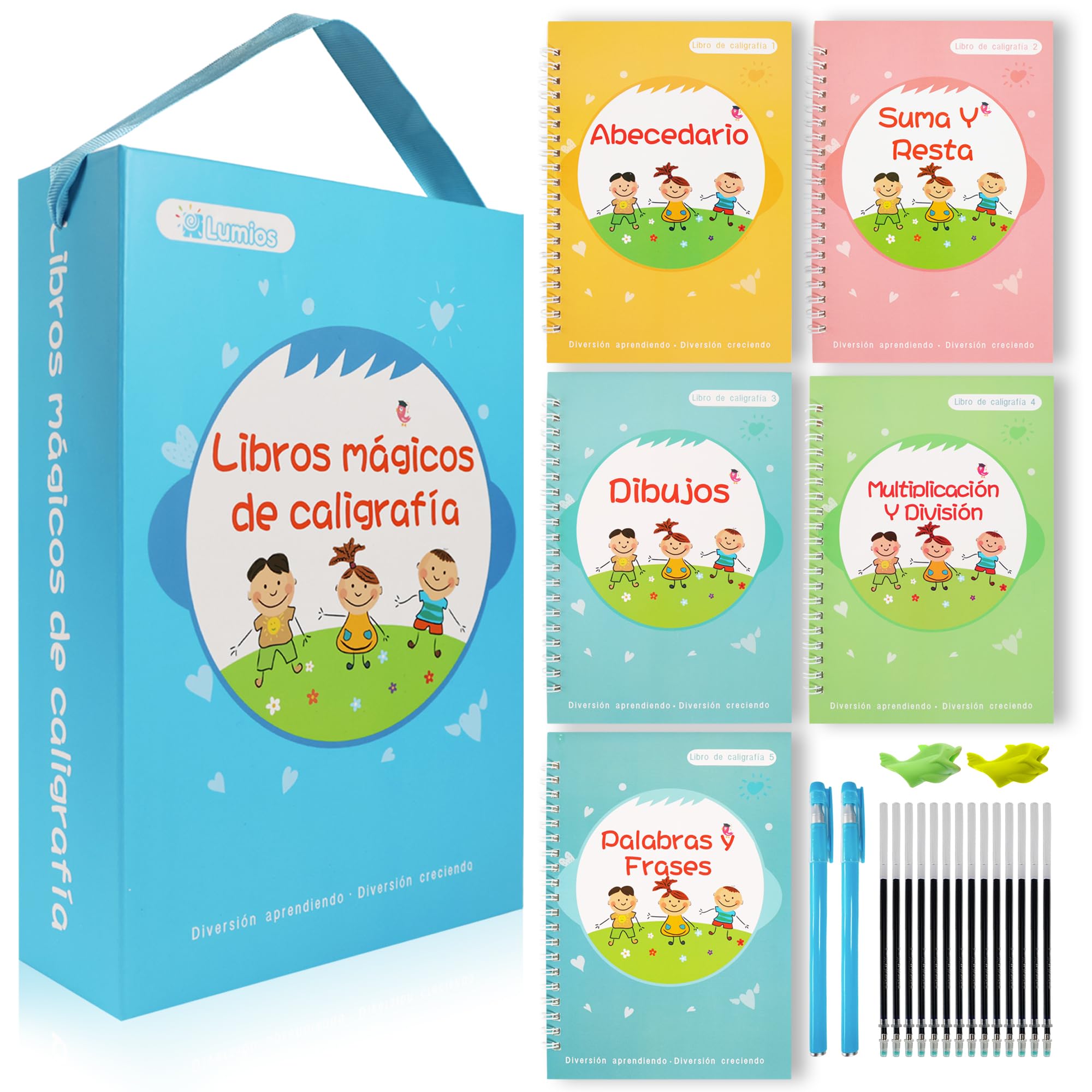 LUMIOS5 Calligraphy Books Kids Learn to Write Magic Calligraphy Magic Book Magic Tracing Notebook Method Groove Alphabet Numbers Drawings