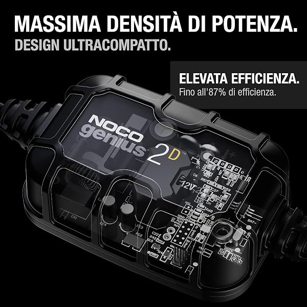 NOCO GENIUS2D Smart Charger 2A 12V Fixed Installation - Charge Maintainer and Desulfator with Overload Protection and Thermal Compensation - For Lead Batteries - 3