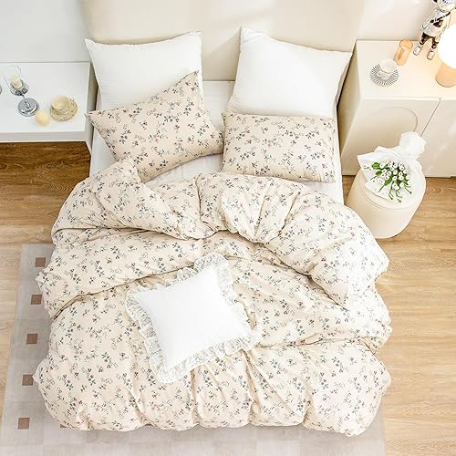 Miniatura 4 de BUPIRD Juego de edredón floral tamaño Queen, 100% microfibra cepillada de 3 piezas, juego de ropa de cama floral de 3 piezas, juego de funda de