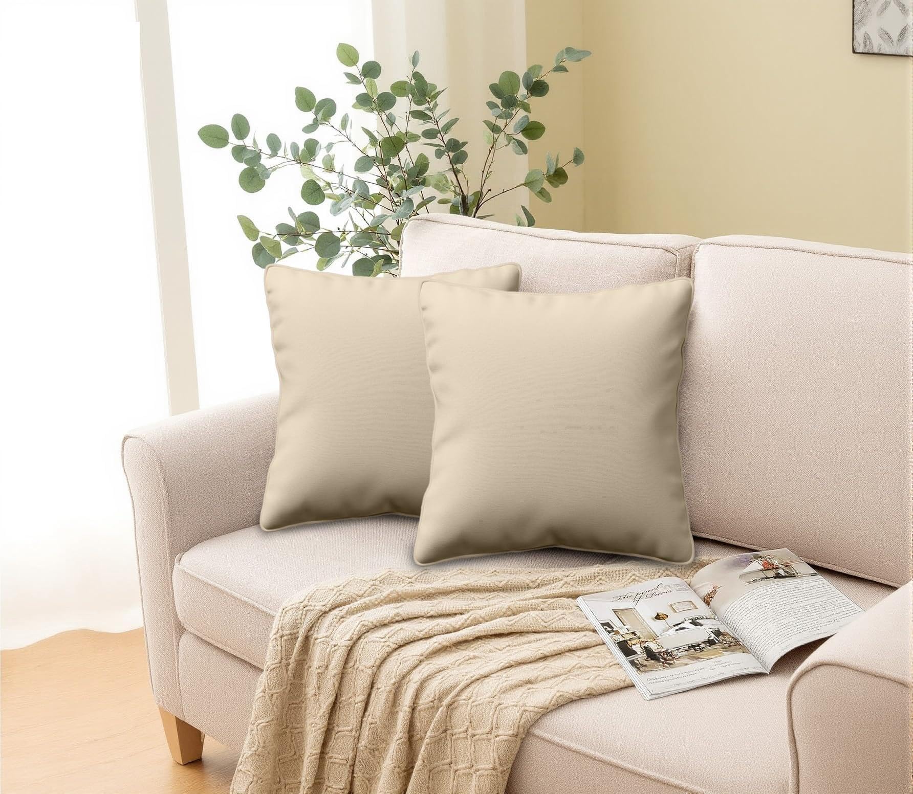 MILANO COLLECTIONS® Cushion Covers for Sofa & Bedroom Décor – Set of 4 Decorative Pillow Covers with Hidden Zipper – Soft, Durable & Stylish Throw Pillow Covers for Couch, Bed, or Living Room (Beige)