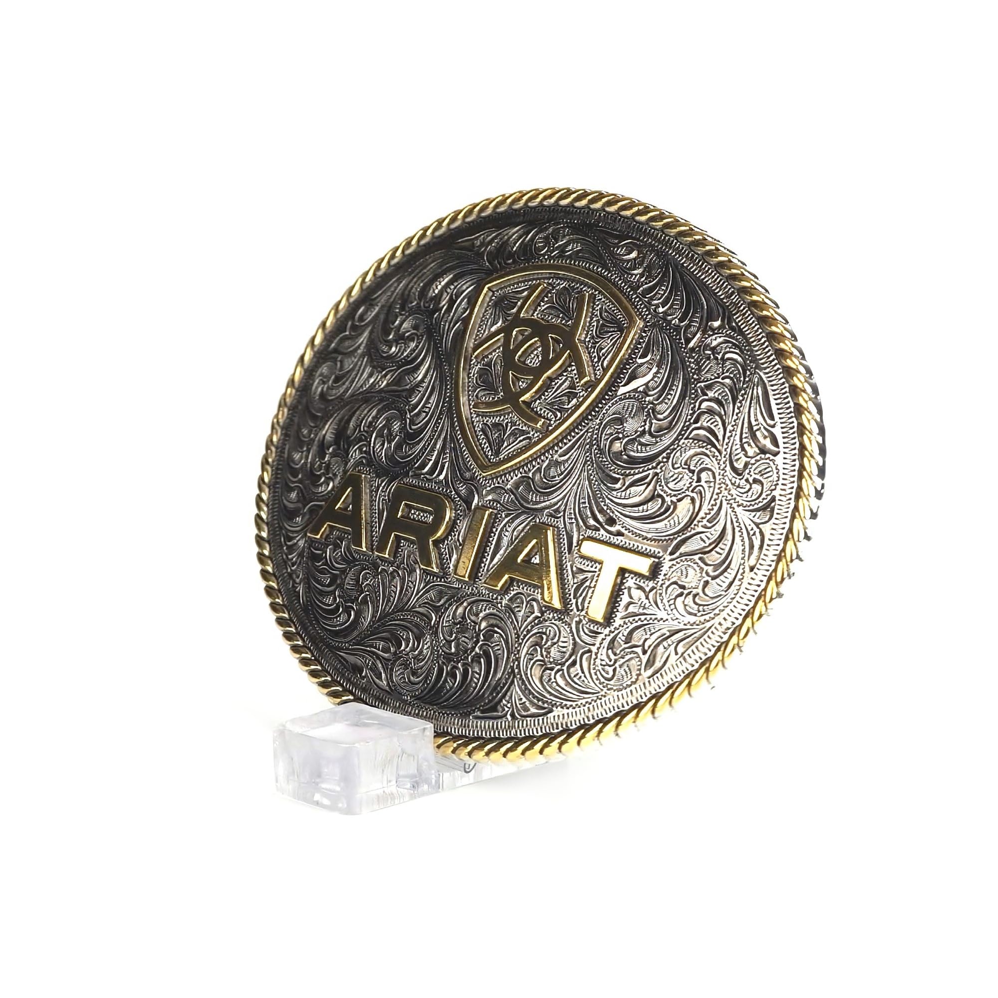 ARIAT Fibbia unisex per adulti, con logo in corda dorata