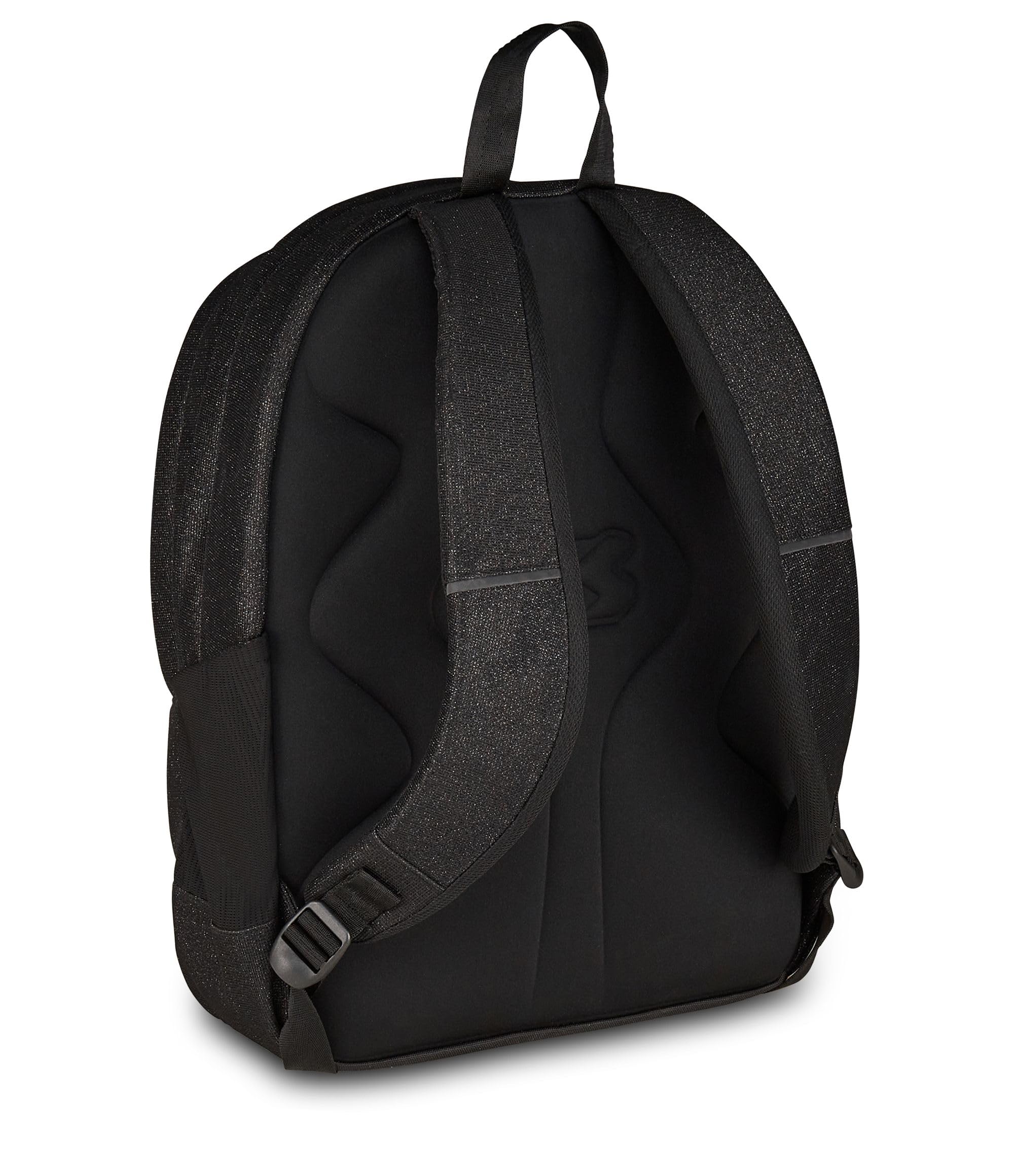 Seven Zaino Doppio Scomparto Tech Shiny, Nero, Tasca Porta PC e Tasca Porta Borraccia, Scuola Media e Superiore, Ragazza