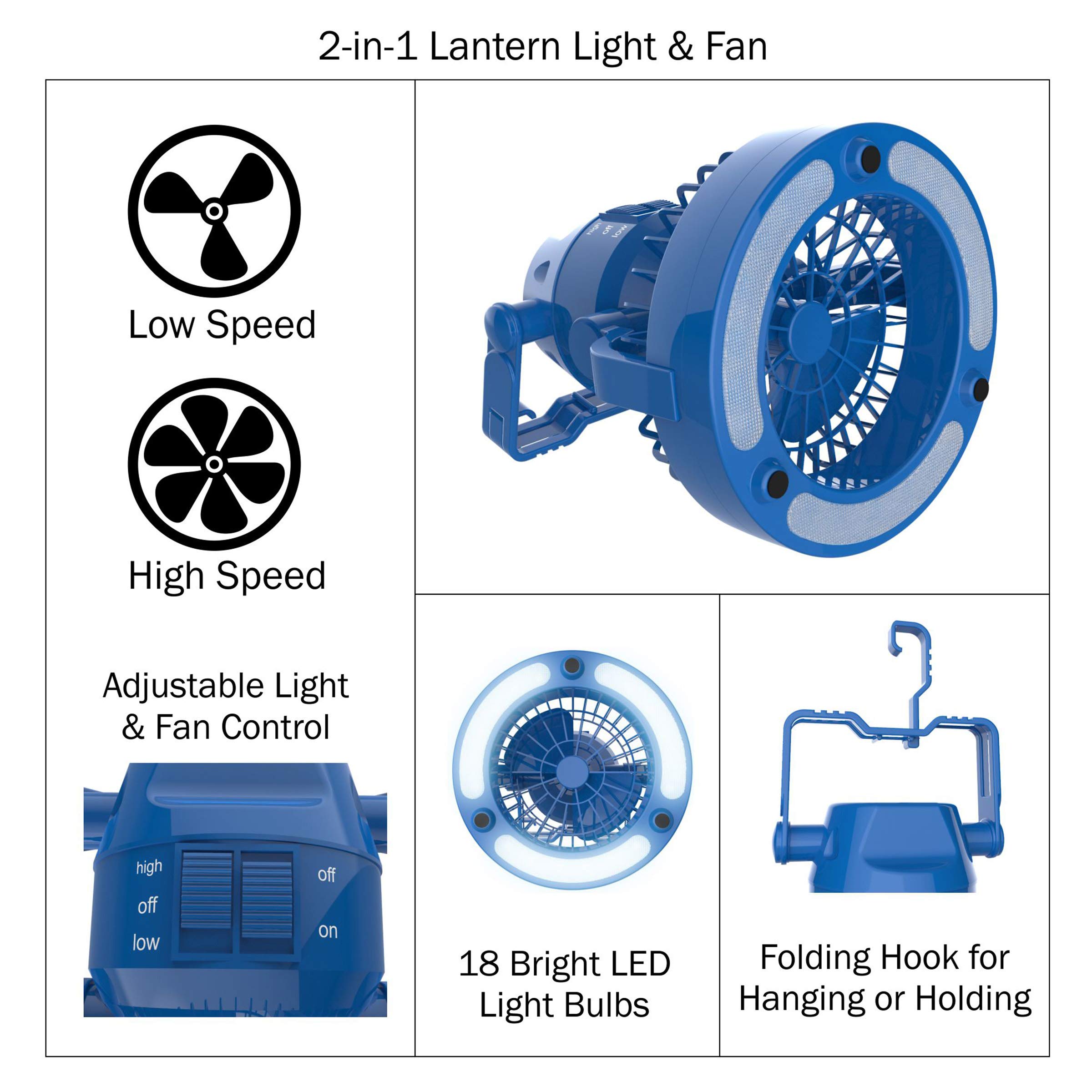 Wakeman 2 in 1 Portable Camping Lantern with Ceiling Fan- Weather
