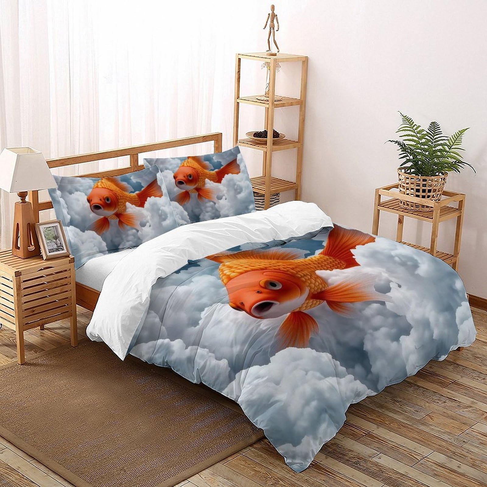 Housse de couette 260x220cm microfibre thermorégulatrice animaux flying 3D