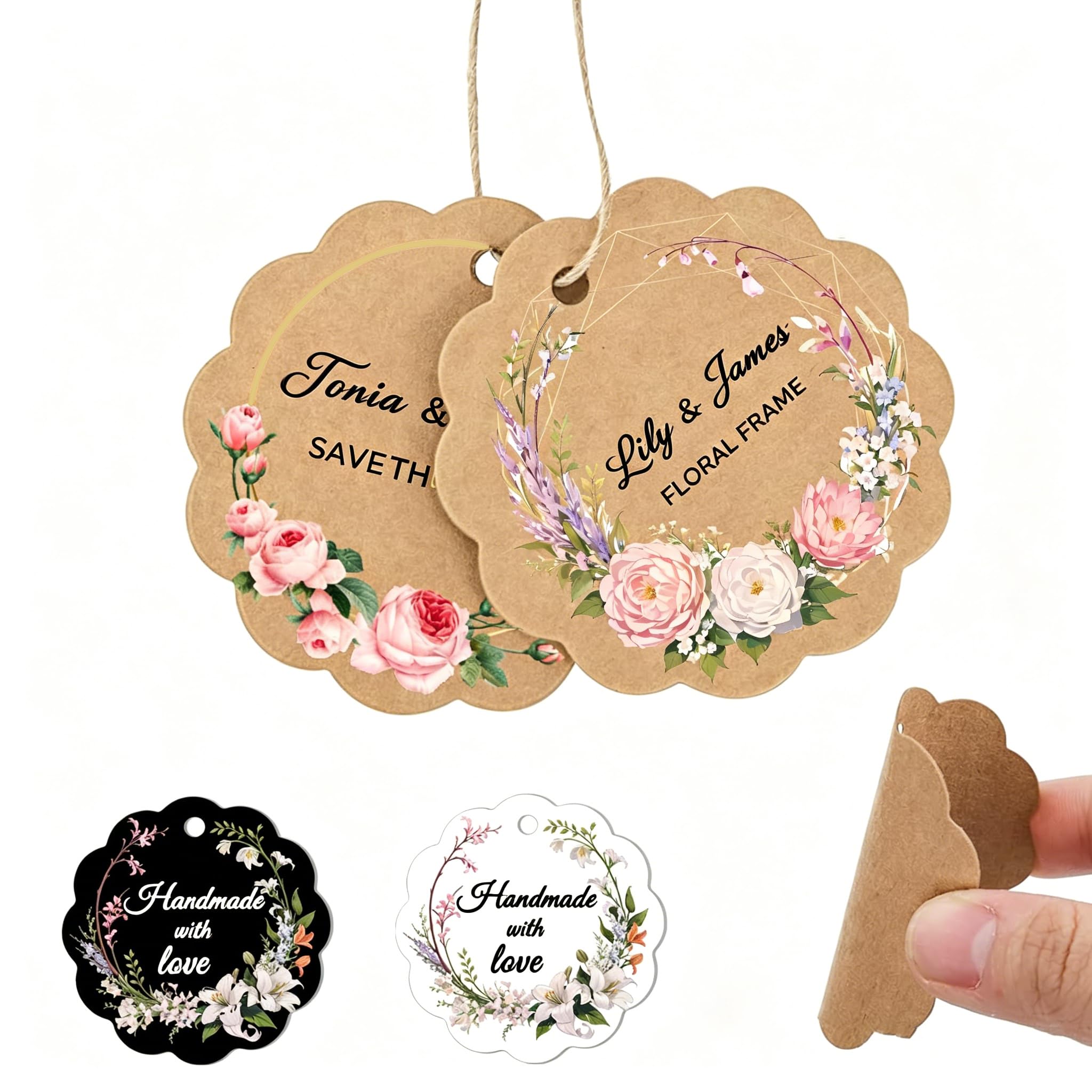 Personalized Gift Tags for Clothing, Custom Gift Tags, Custom Gift Tags, Wedding Items, Birthday Party, Party Favors with String (Flower Shape)