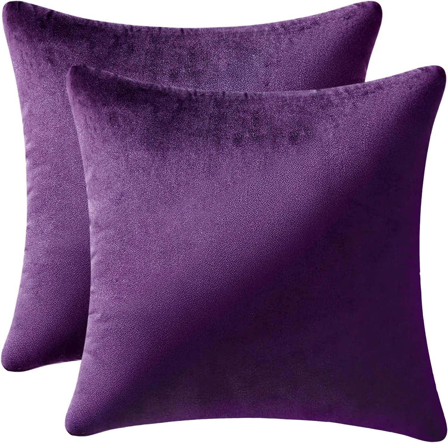 MIULEE Pack of 2, Velvet Soft Solid Decorative Square Throw Pillow Covers Set Cushion Case for Sofa Bedroom Car 20 x 20 Inch 50 x 50 Cm 20" x 20" (Pack of 2) Eggplant Purple