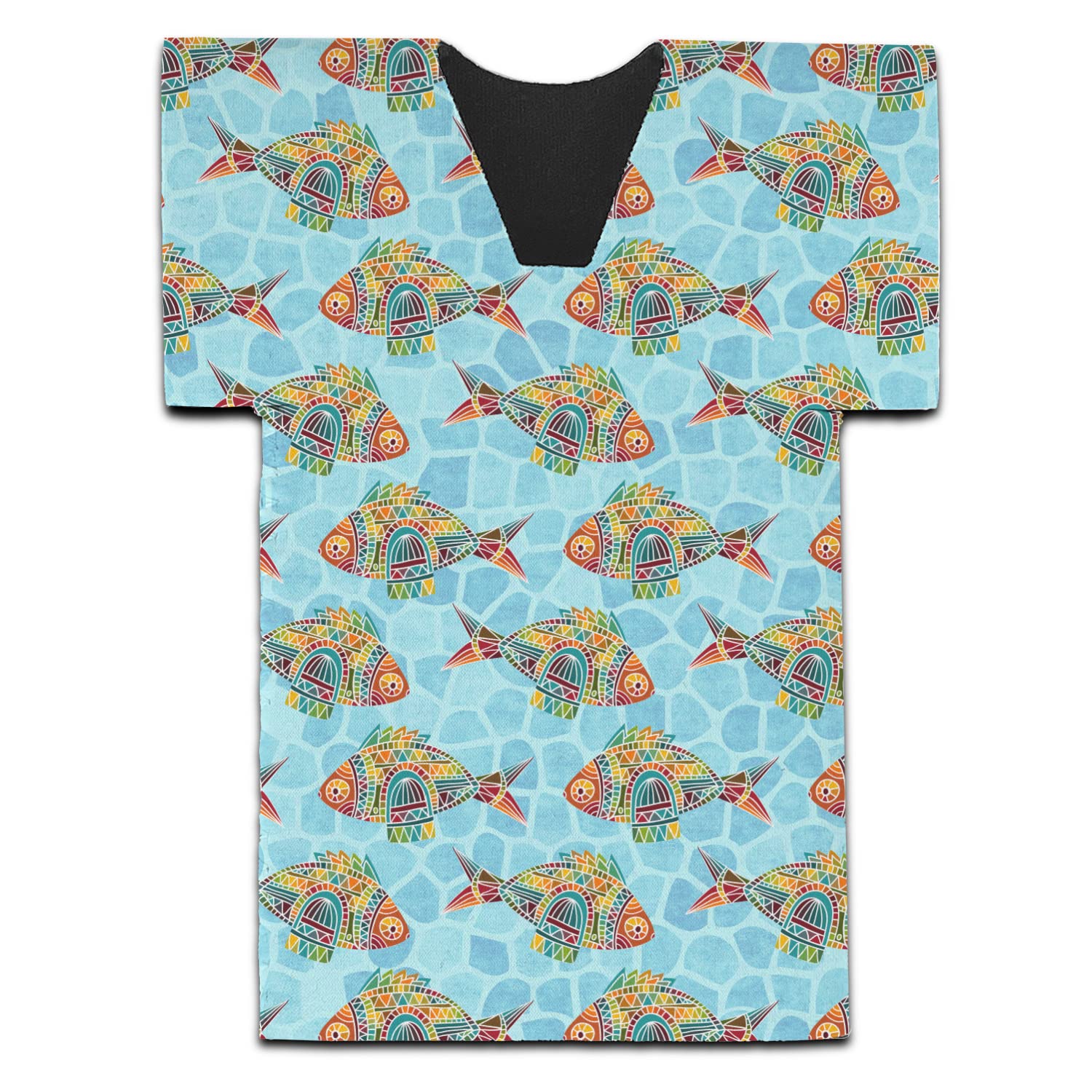 Mosaic Fish Jersey Bottle Cooler - Set of 4