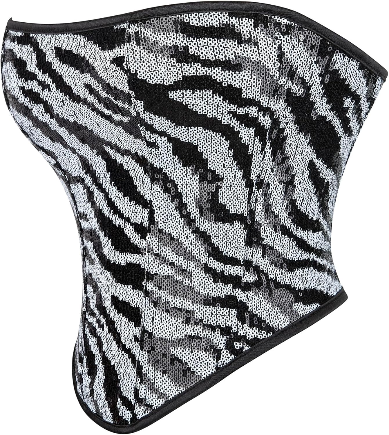 Women's sequined striped corset, strapless skeleton top(1XL)
