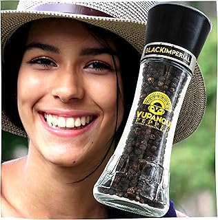 Genuine Yupanqui BLACK IMPERIAL pepper mill grinder |Award-Winning Organic Black Peppercorns for grinder 3.5oz Organic Black PEPPER GRINDER WITH PEPPERCORNS peppercorn grinder with organic peppercorns