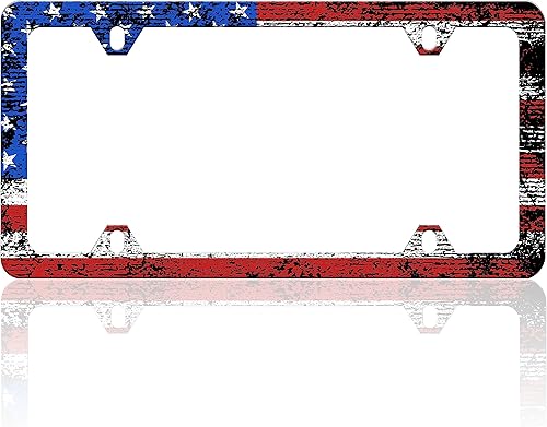 Miniatura 1 de Marco de matrícula de bandera estadounidense vintage, marcos de matrícula de bandera de Estados Unidos, divertido soporte de accesorio de automóvil