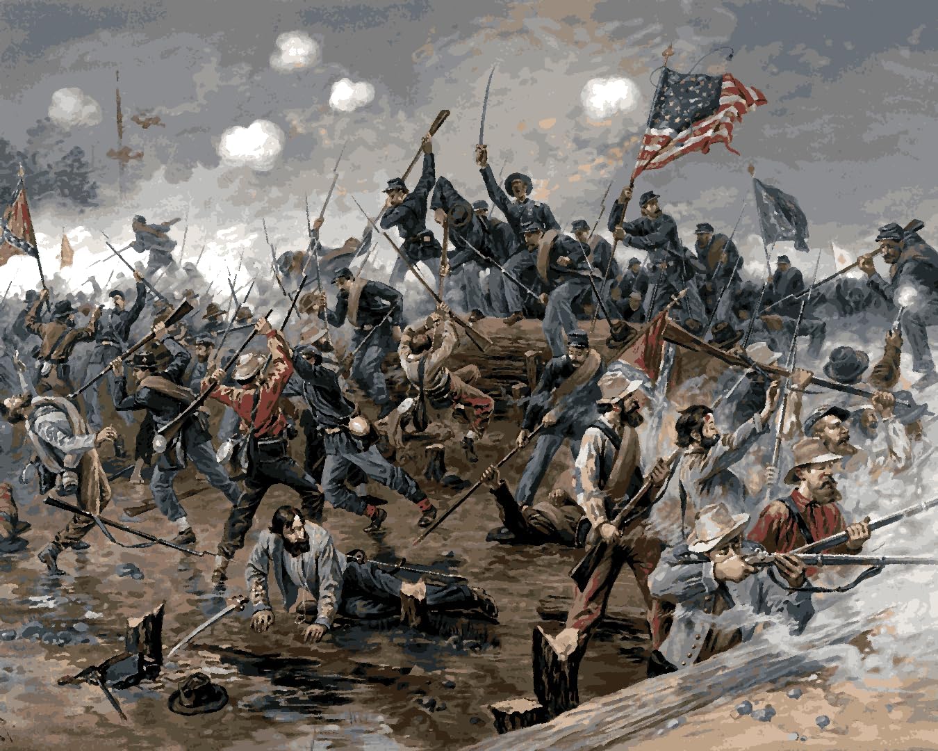 American Civil War Collection (22) - Battle of Spottsylvania by Thure de Thulstrup - Van-Go Paint-by-Number Kit 40x50cm DIY Frame