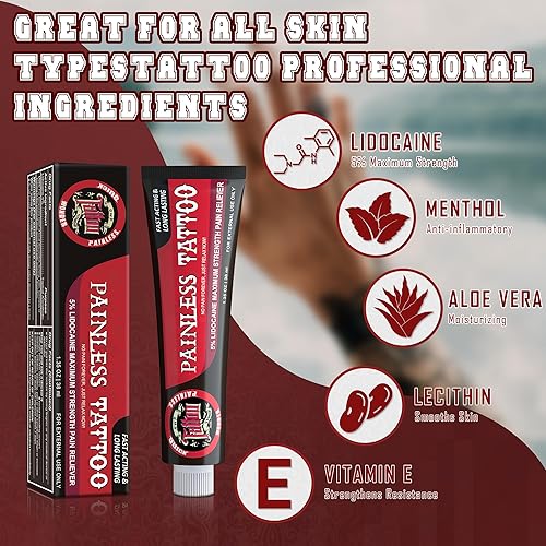 Miniatura 5 de Crema anestésica para tatuajes, crema adormecedora de lidocaína al 5 % para tatuajes extra fuerte, permanencia máxima de adormecimiento durante 6