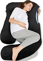 HIPHOP PANDA U-Shaped Pregnancy Pillow for Sleeping - Full Body Maternity Support Pillow with Removable Cover - Comfort for Back, HIPS, Legs, Belly - 57 Inch for Pregnant Women, Black
