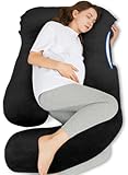 HIPHOP PANDA U-Shaped Pregnancy Pillow for Sleeping - Full Body Maternity Support Pillow with Removable Cover - Comfort for Back&comma; HIPS&comma; Legs&comma; Belly - 57 Inch for Pregnant Women&comma; Black