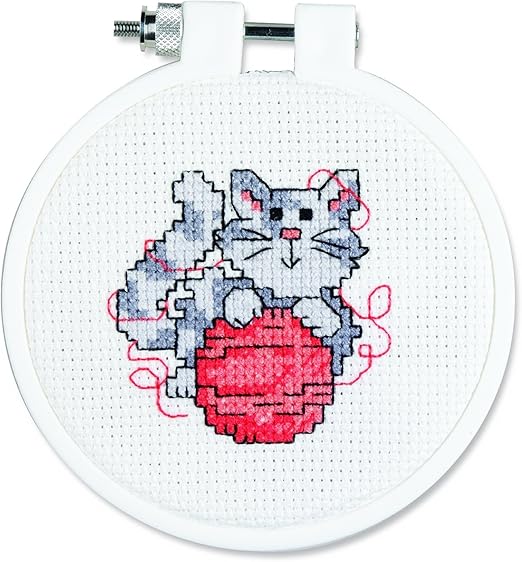 Janlynn Kitten Mini Counted Cross Stitch Kit-3" Round 14 Count