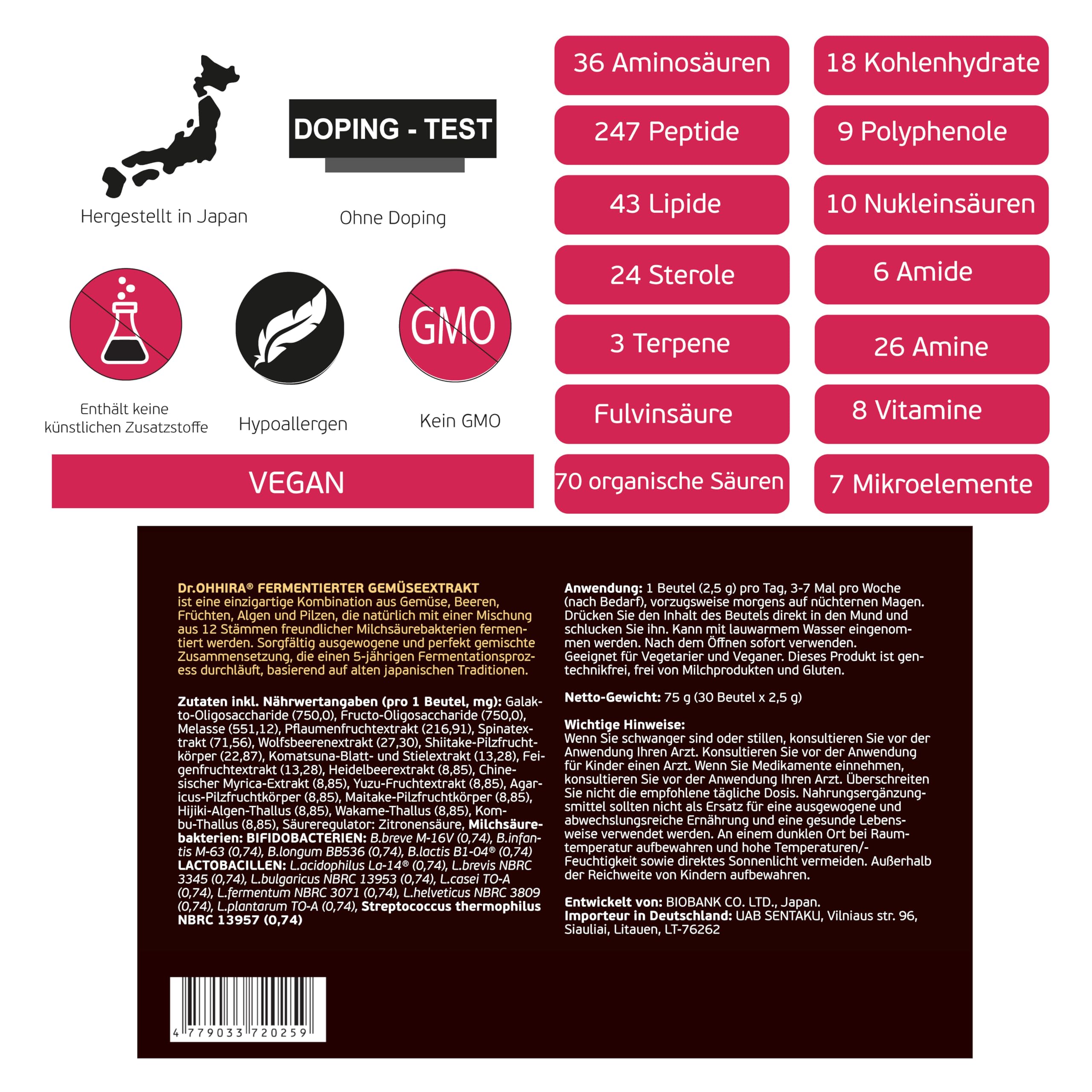 Postbiotika Darmflora & Stressbalance – Fermentierter Pflanzenextrakt OM-X® – Unterstützung der Darm-Hirn-Achse – 5 Jahre Fermentation – 30 Beutel | 3-in-1-Ergänzungsmittel für Darmgesundheit, Präbiotik, Postbiotikum OM-X®, 5 Jahre Gärung, nicht beheizt,