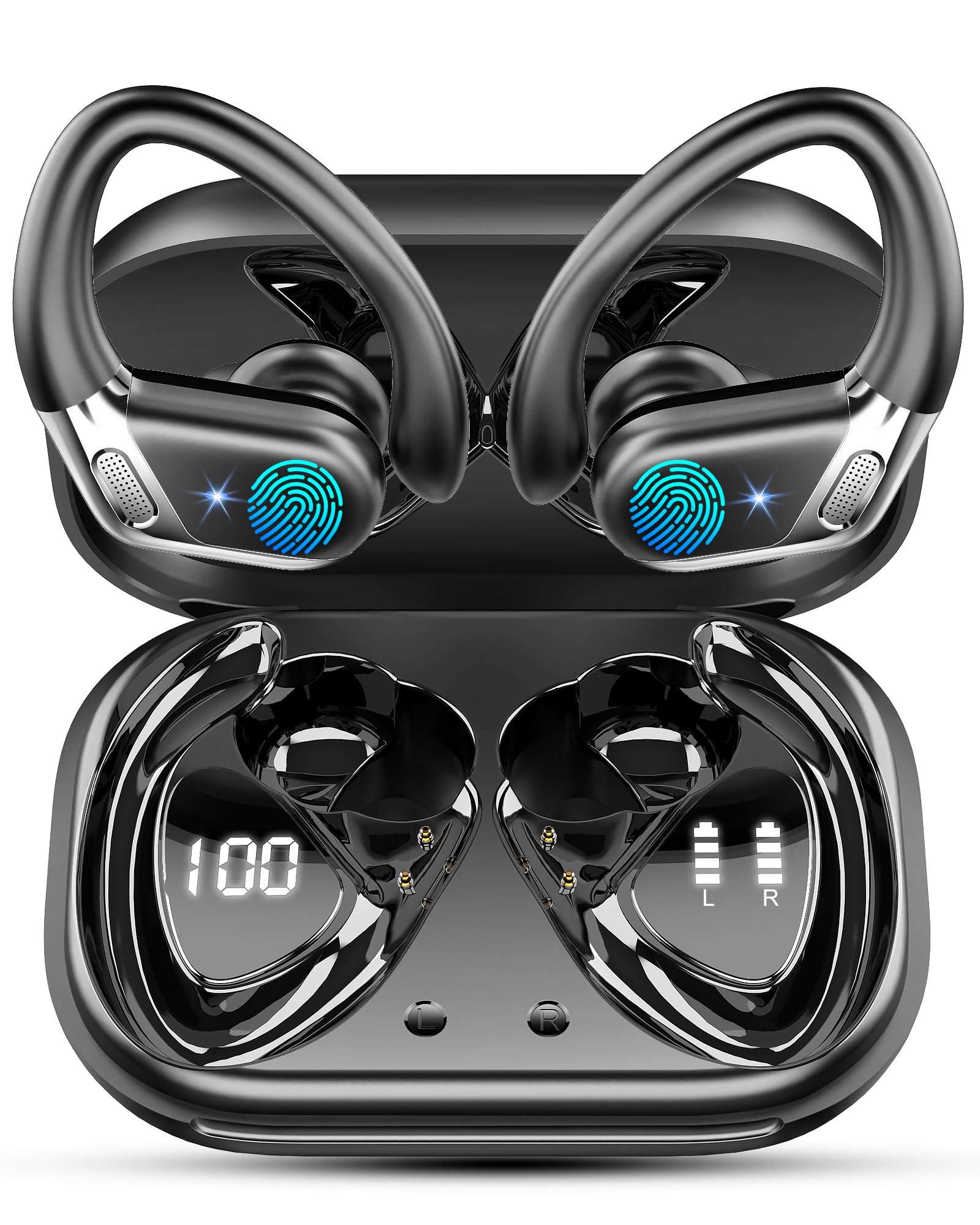 Sport Bluetooth Headphones, 5.4 HiFi Stereo Headphones, 50 Hours Wireless Headphones with Noise Cancellation Mic, USB-C Fast Charging, IP7 Waterproof Bluetooth Headphones Running Gym Running - 1