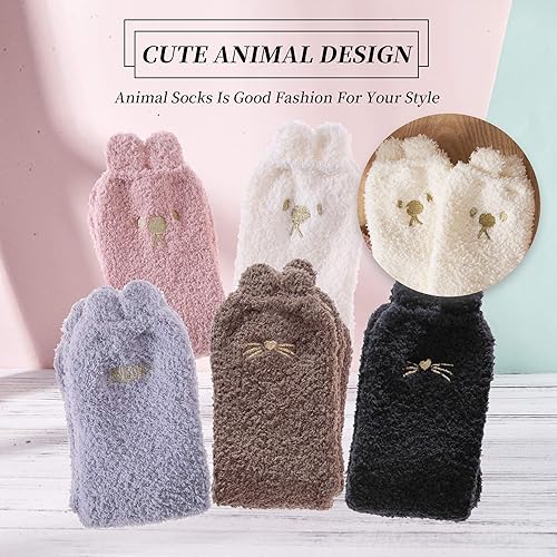 Miniatura 5 de DYW Fuzzy Socks for Women Soft Cozy Fluffy Winter Warm Slipper Socks Home Sleeping Animal Socks