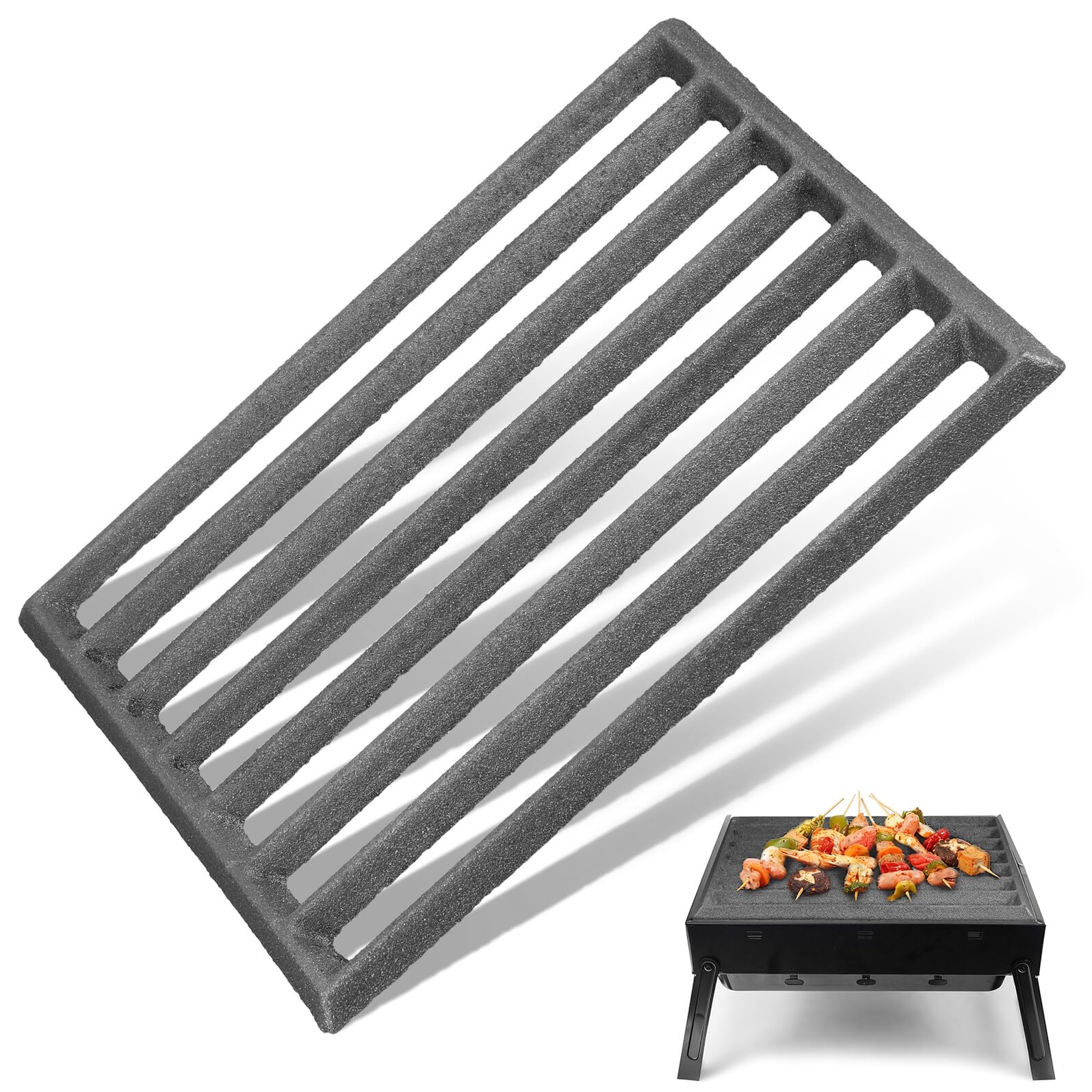 Grille à bois fonte argentée structure en grille pour poêles à combustion