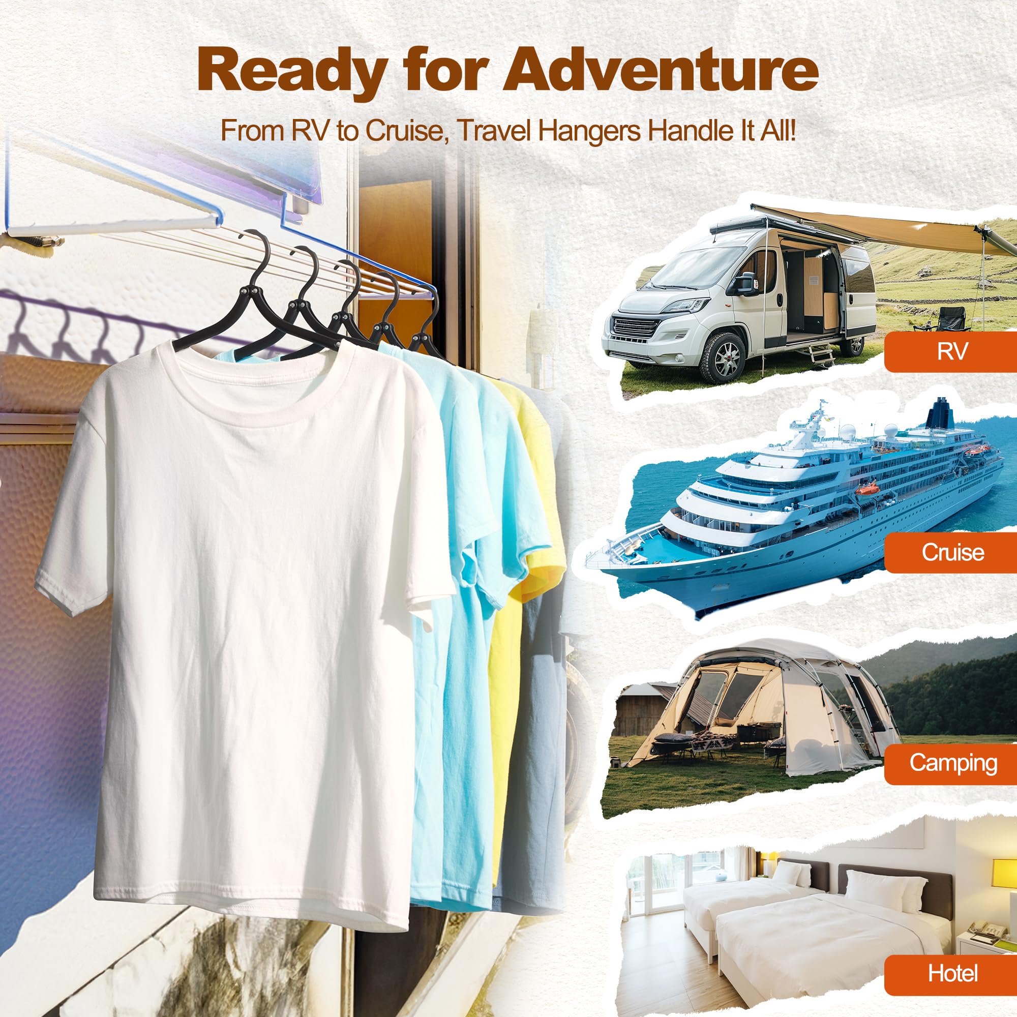 HOUSE DAY Cruise Essentials 2025 - Grucce pieghevoli da viaggio, confezione da 20 pezzi, con 10 clip, appendiabiti portatili pieghevoli in plastica, indispensabili per valigie, hotel, camper, viaggi