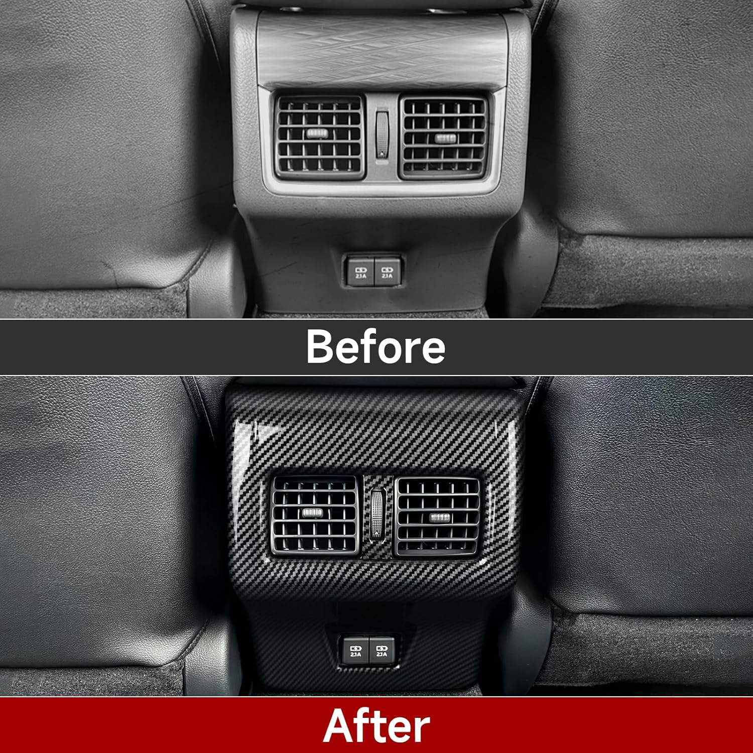 Car Rear Row AC Frame Cover Sticker Carbon Style ABS Decal Trim Compatible with Toyota Camry XV70 XV80 2018-2026 Interior Accessories